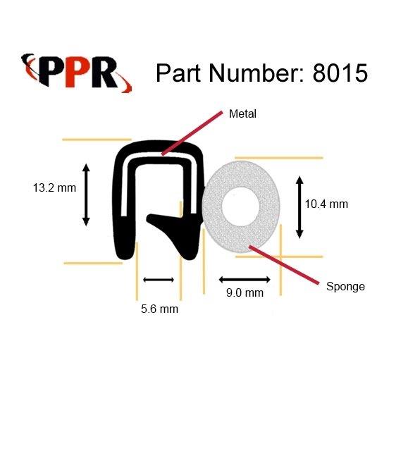 Trim Seal-Trim Seals,EPDM ,Dual Extrusion  ,Steel Reinforced,8015