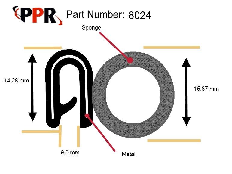 Trim Seal-Trim Seals,PVC Coated With Bulb Seal ,Steel Reinforced ,,8024
