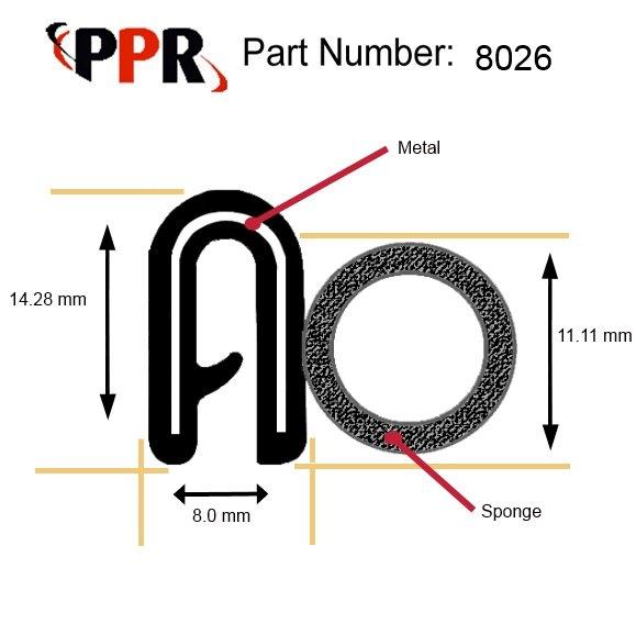 Trim Seal-Trim Seals,PVC Coated With Bulb Seal ,Steel Reinforced ,,8026