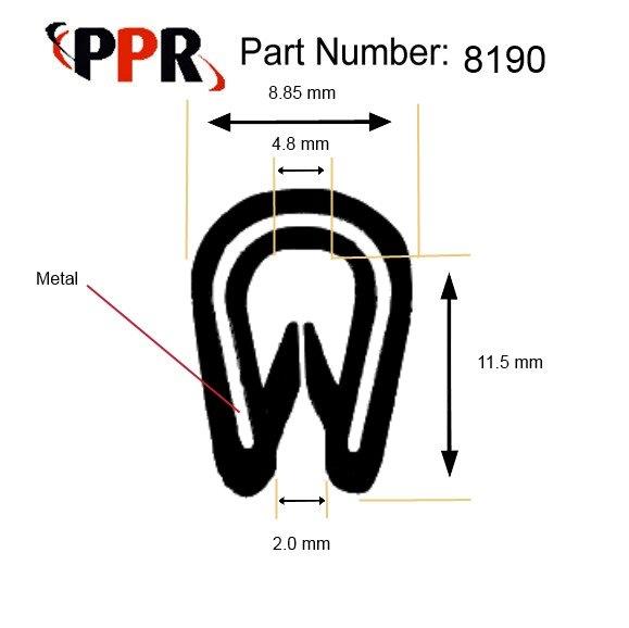 Edge Trim-Edge Trim,EPDM Coated ,Steel Reinforced , ,8190