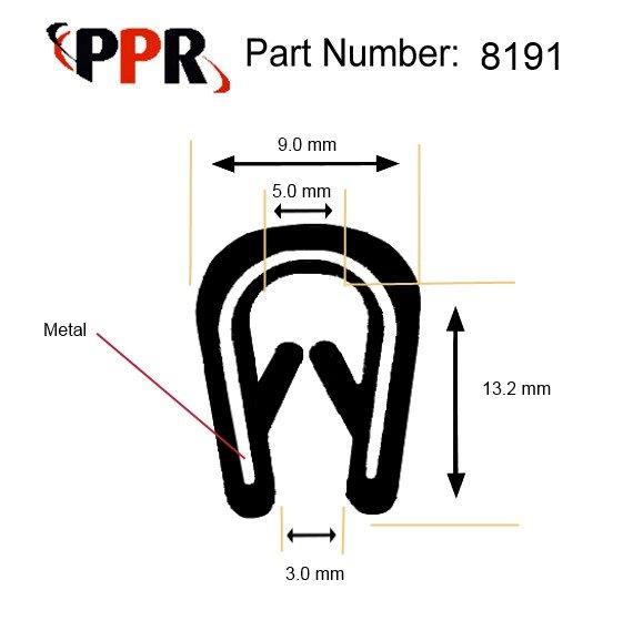 Edge Trim-Edge Trim,EPDM Coated  ,Steel Reinforced , ,8191