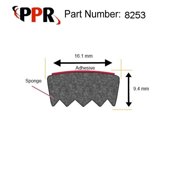 Sponge-Trim Seals,Sponge ,with Acrylic Adhesive , ,8253